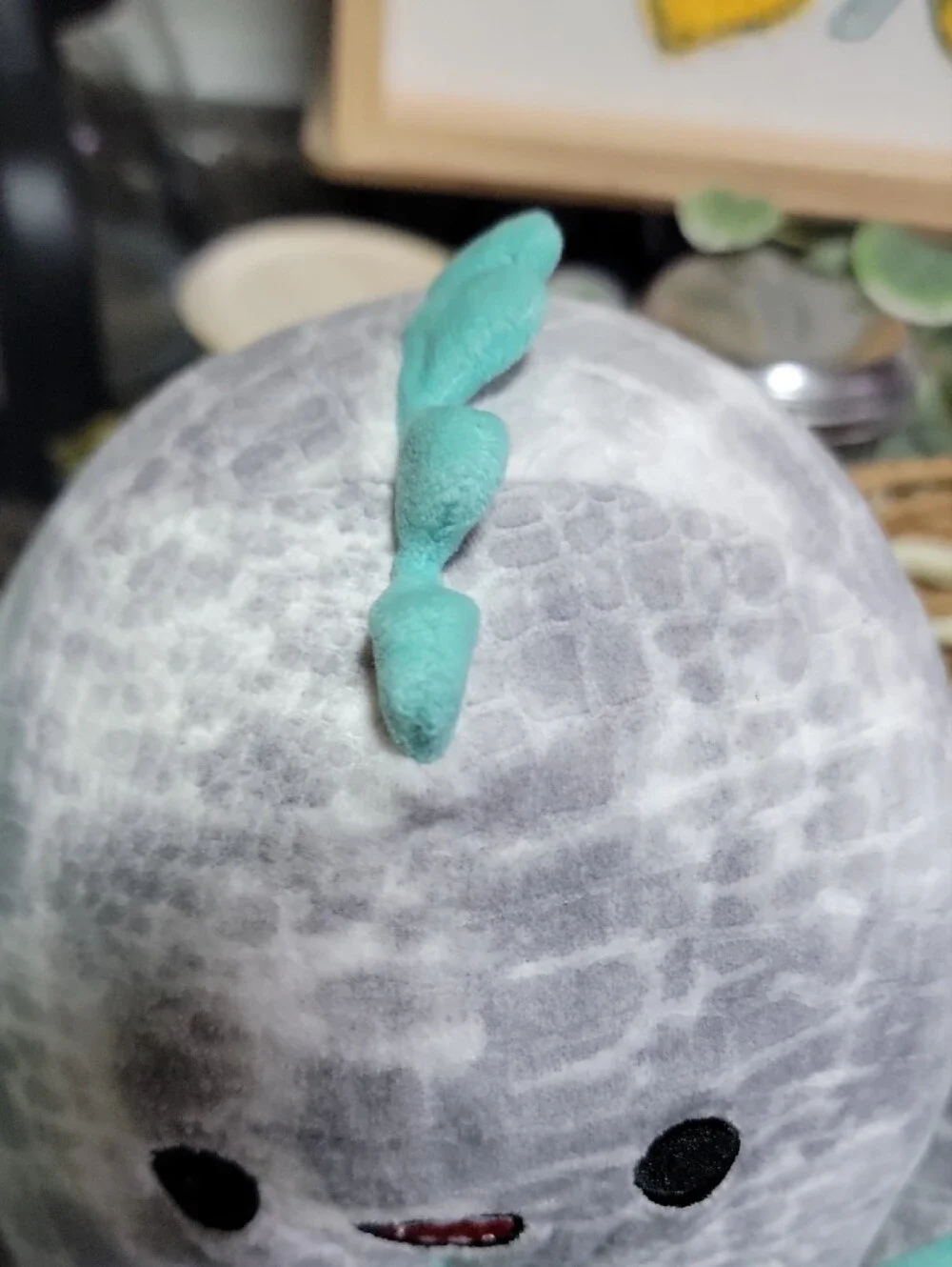 Squishmallows Gray & Teal Kids Plushy Slippers Size 4/5